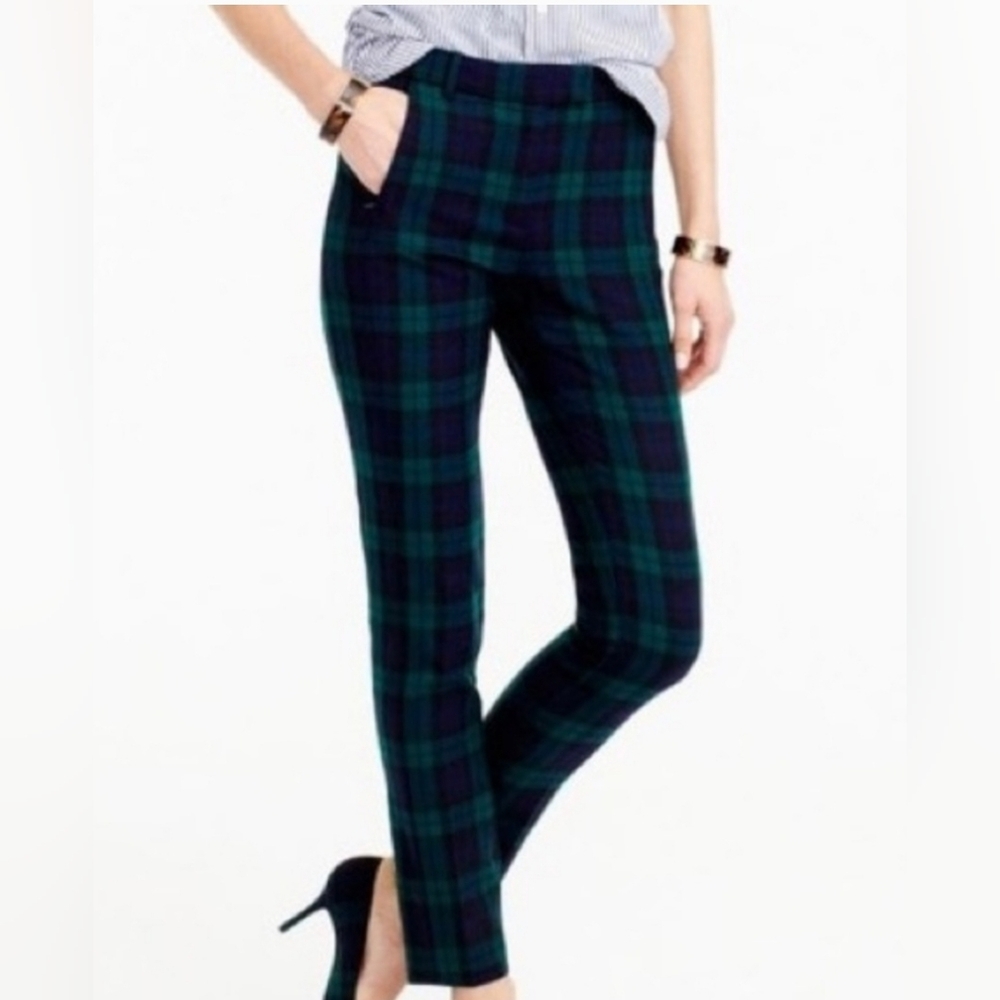 ❤️ J CREW CROPPED WOOL MADDIE PANTS / TROUSERS IN BI-STRETCH BLACK WATCH PLAID